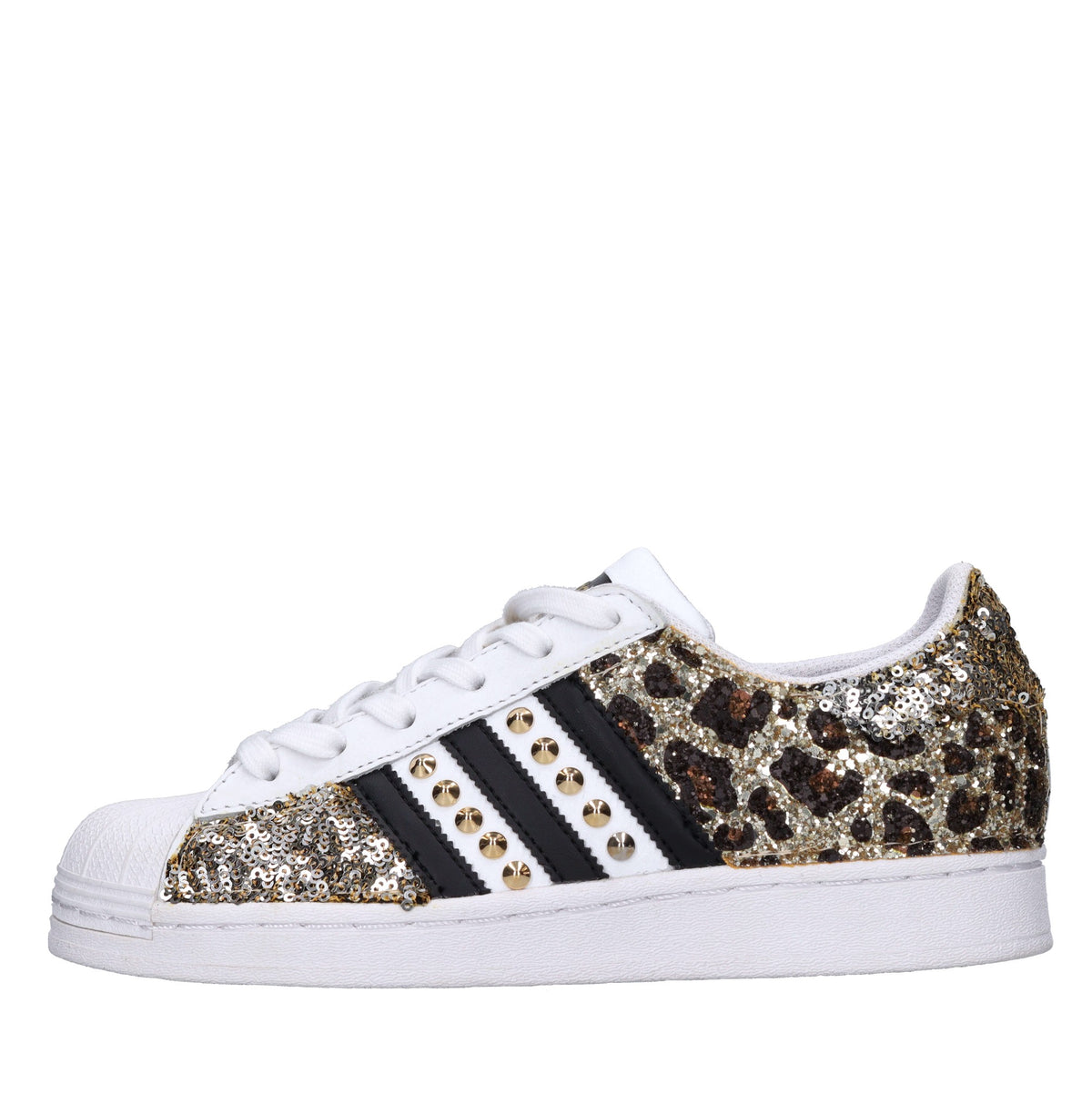Sneakers in pelle paillettes e glitter 
