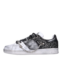 Sneakers in pelle e tessuto 