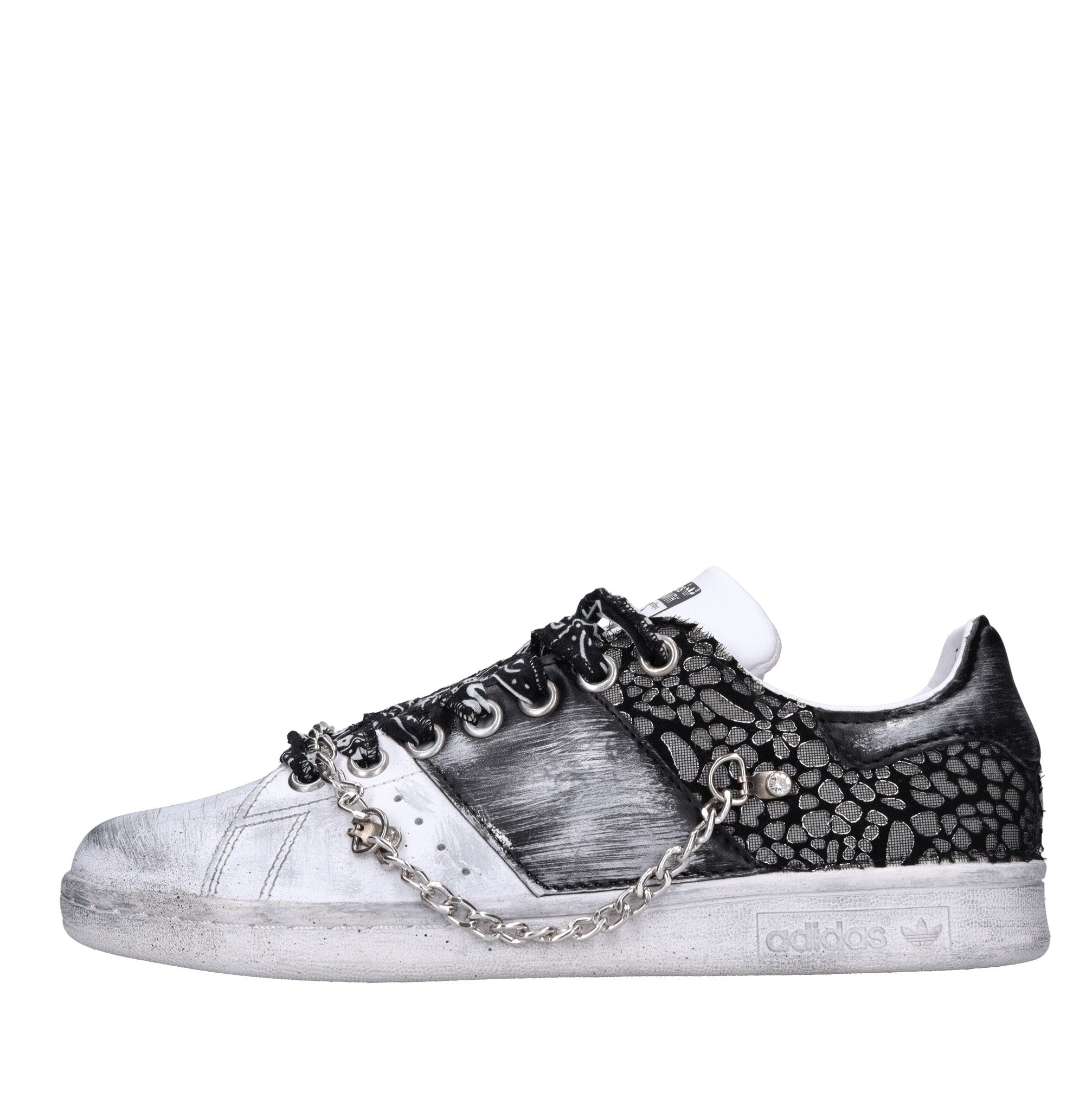 Sneakers in pelle e tessuto 