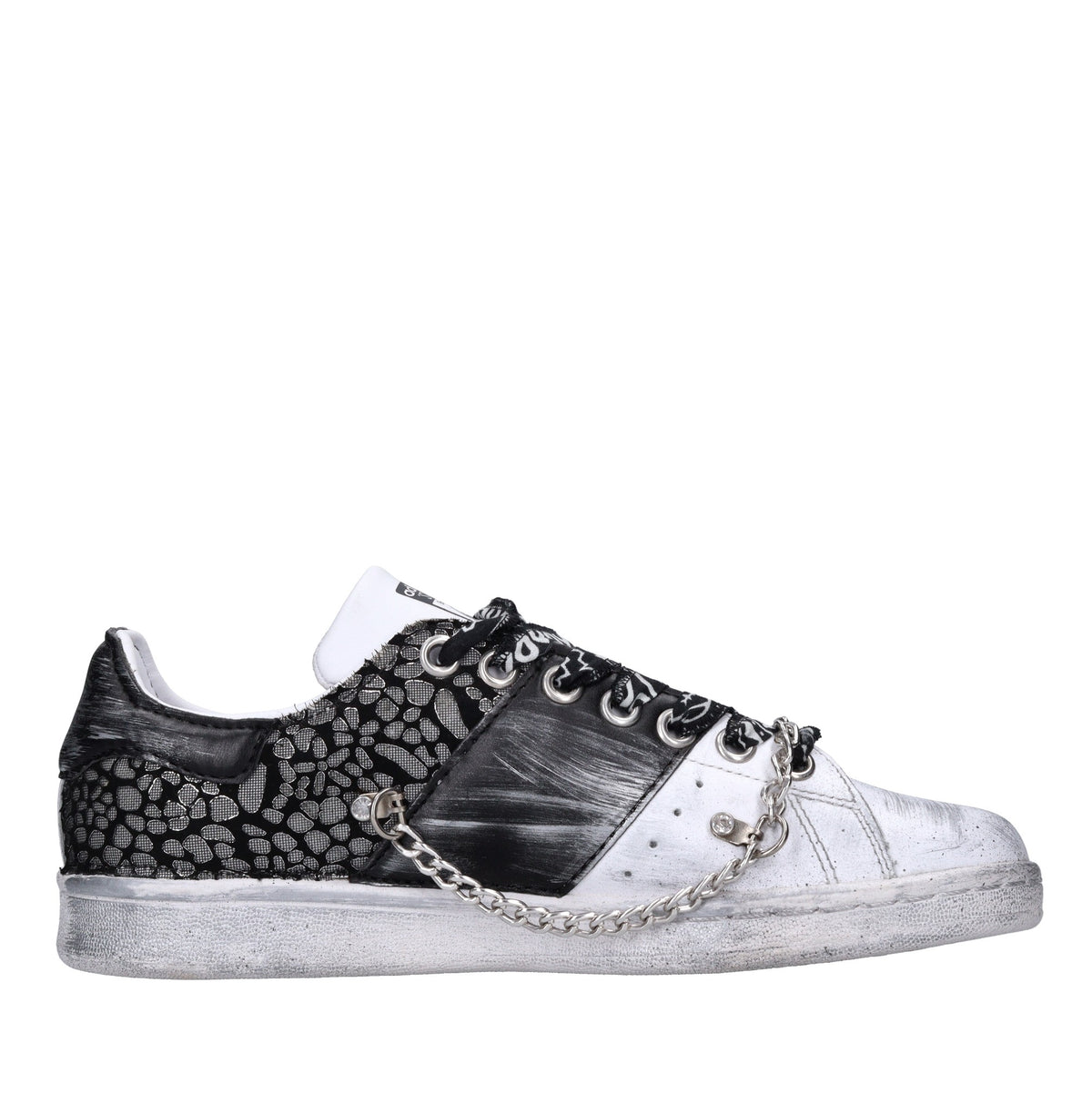Sneakers in pelle e tessuto 