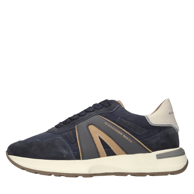Sneakers in pelle e tessuto 