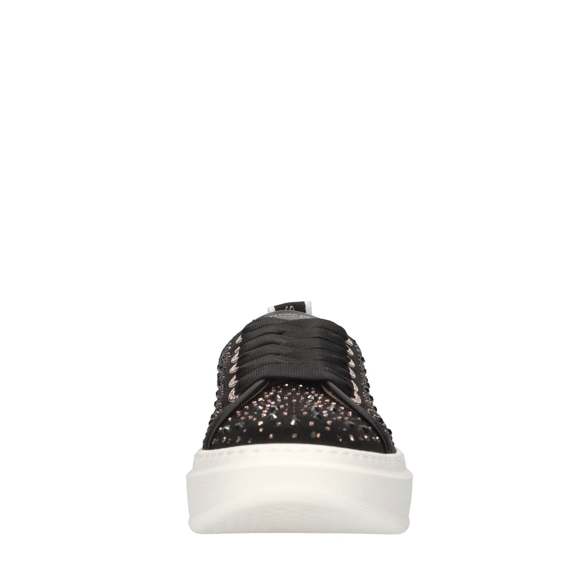 Sneakers in pelle e tessuto e strass 