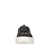 Sneakers in pelle e tessuto e strass 
