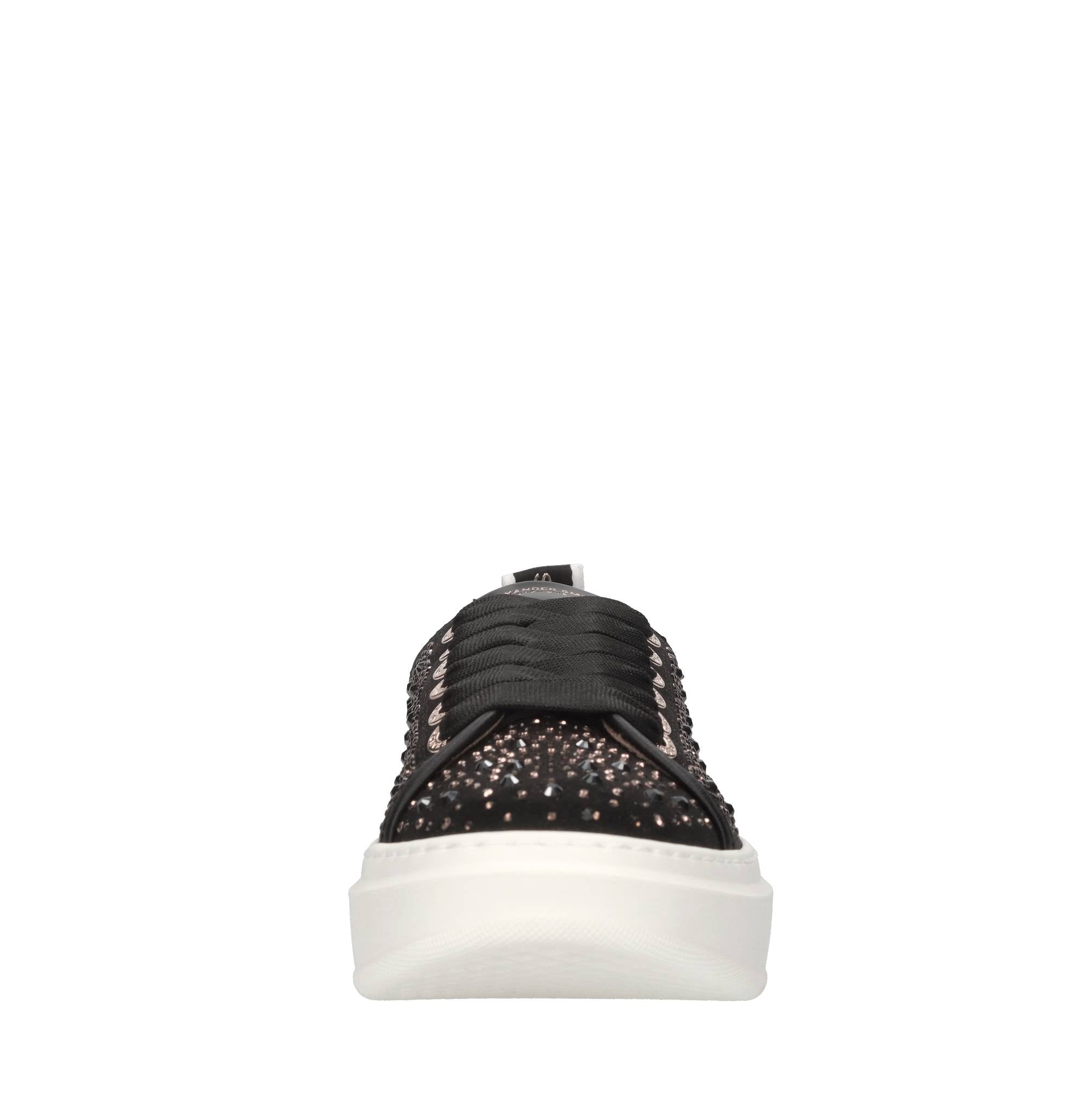 Sneakers in pelle e tessuto e strass 
