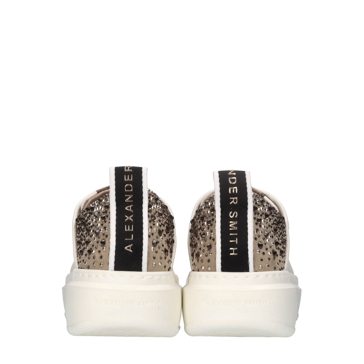 Sneakers in pelle,tessuto e strass 