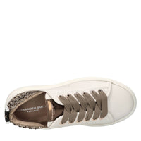 Sneakers in pelle,tessuto e strass 