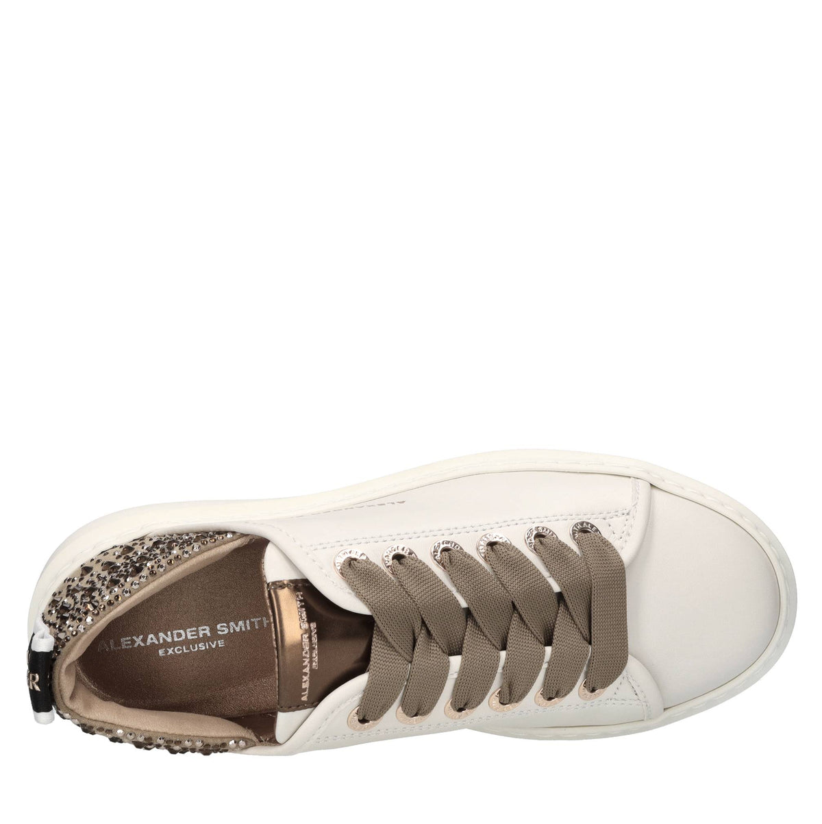 Sneakers in pelle,tessuto e strass 