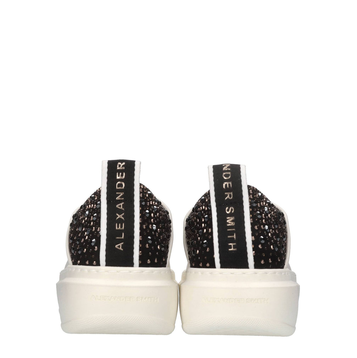 Sneakers in pelle,tessuto e strass 