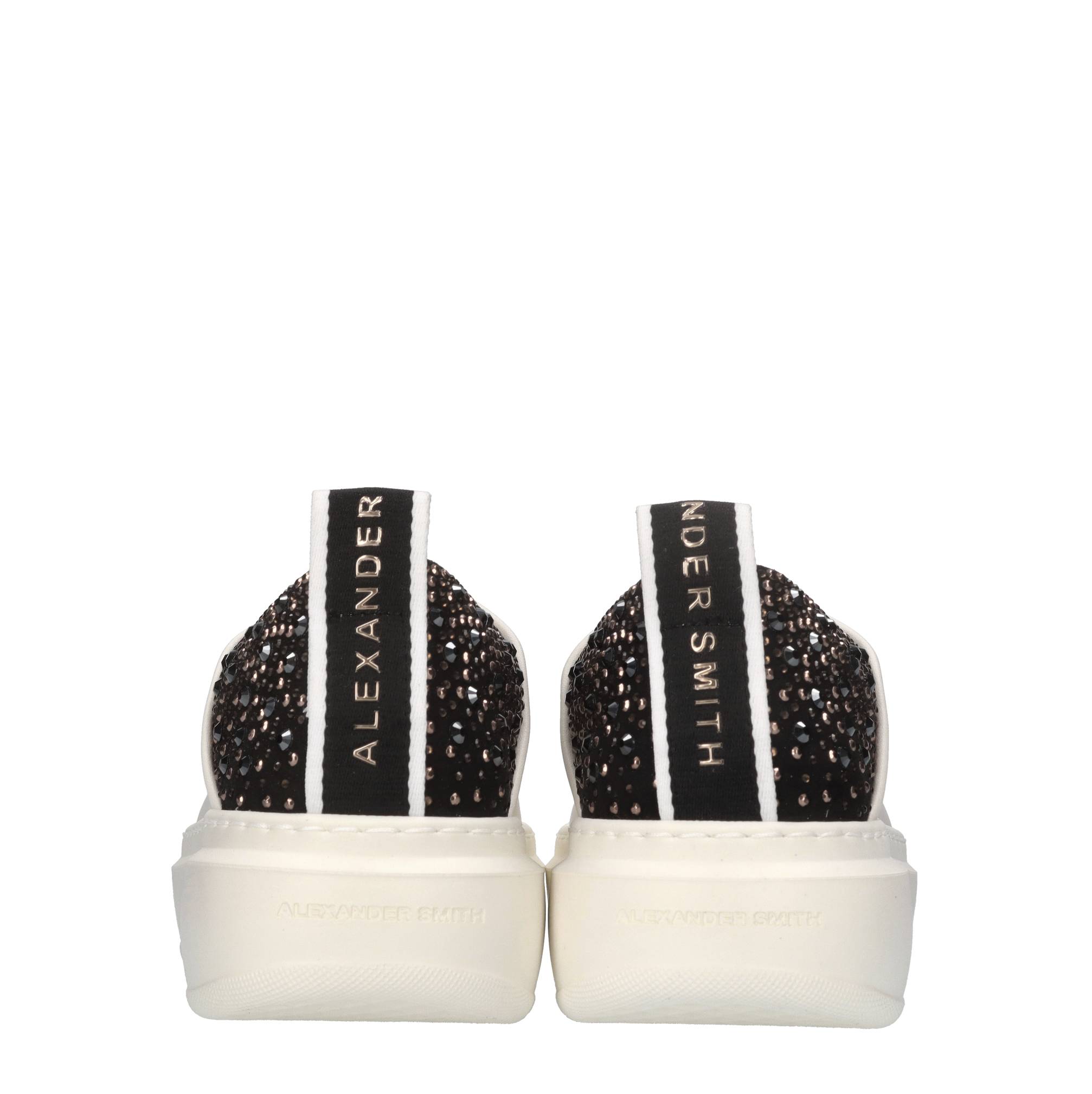 Sneakers in pelle,tessuto e strass 
