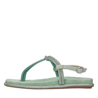 Sandali flat infradito in camoscio e strass 