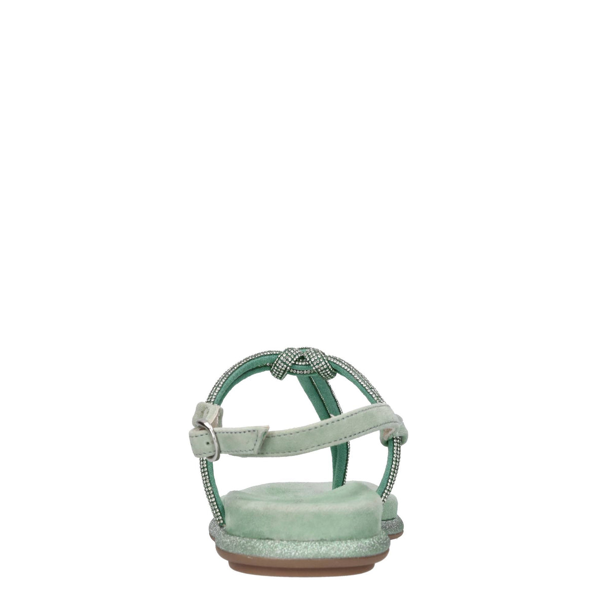 Sandali flat infradito in camoscio e strass 