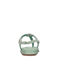 Sandali flat infradito in camoscio e strass 