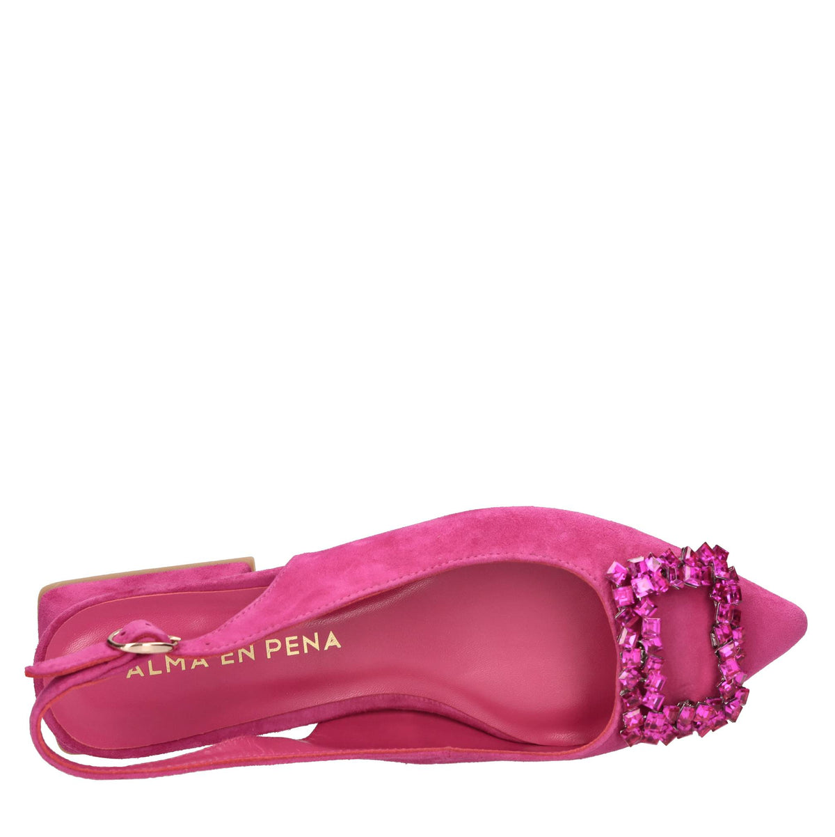 Ballerine slingback in camoscio con accessorio gioiello 