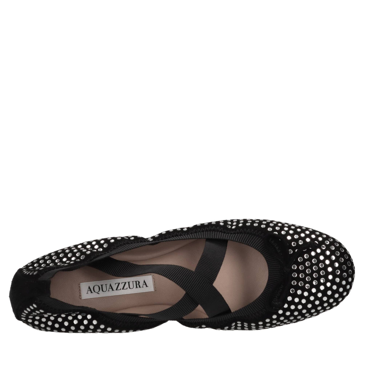 Ballerine in camoscio,tessuto elastico e strass 