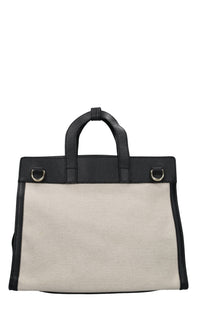 Borsa in pelle e tessuto 