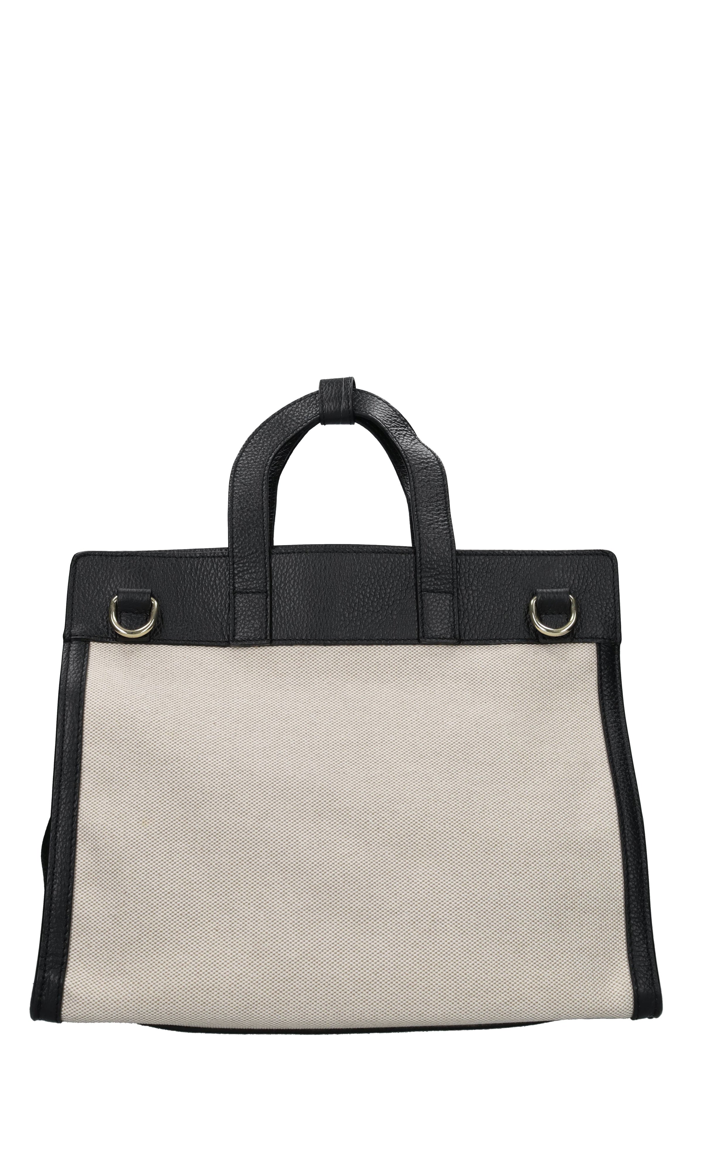 Borsa in pelle e tessuto 