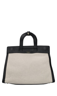 Borsa in pelle e tessuto 