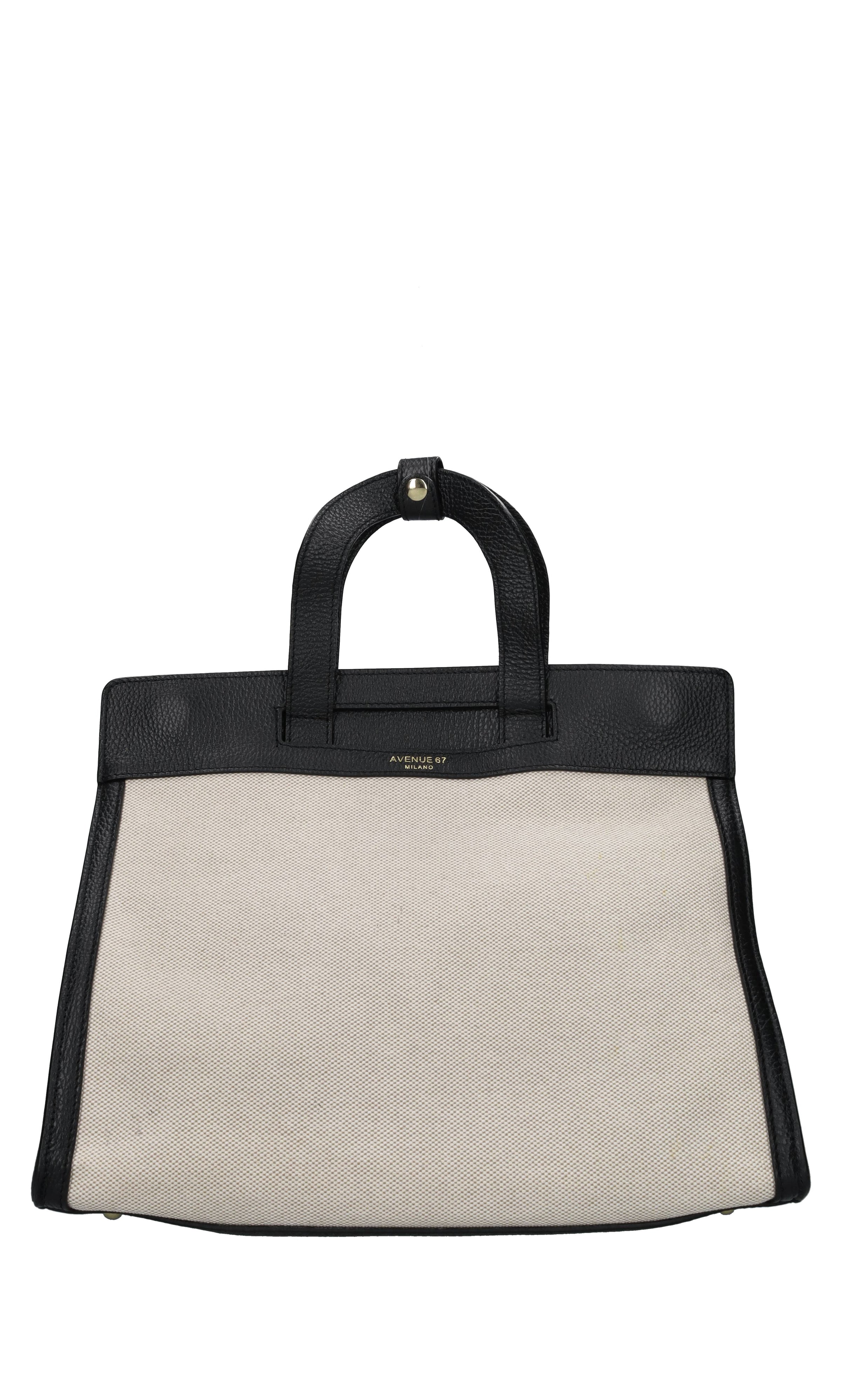 Borsa in pelle e tessuto 