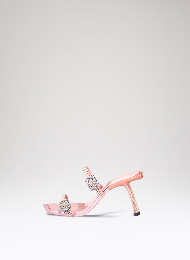 Mules Ewa in pelle tessuto e strass 