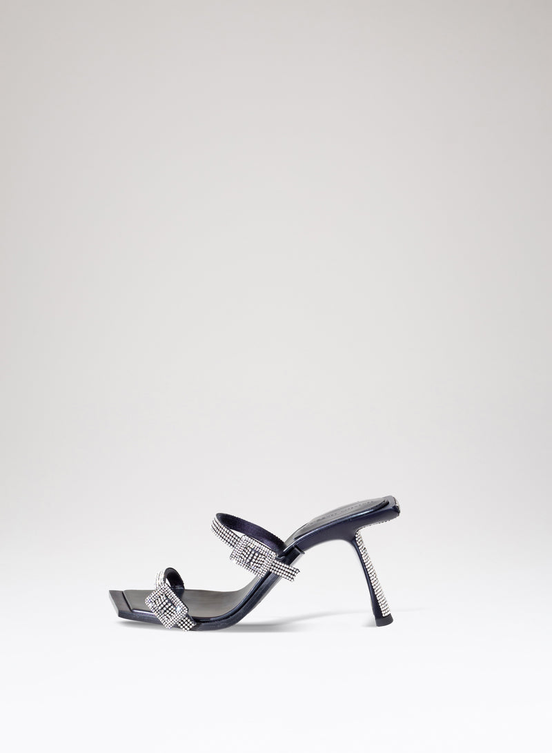 Mules Ewa in pelle tessuto e strass 