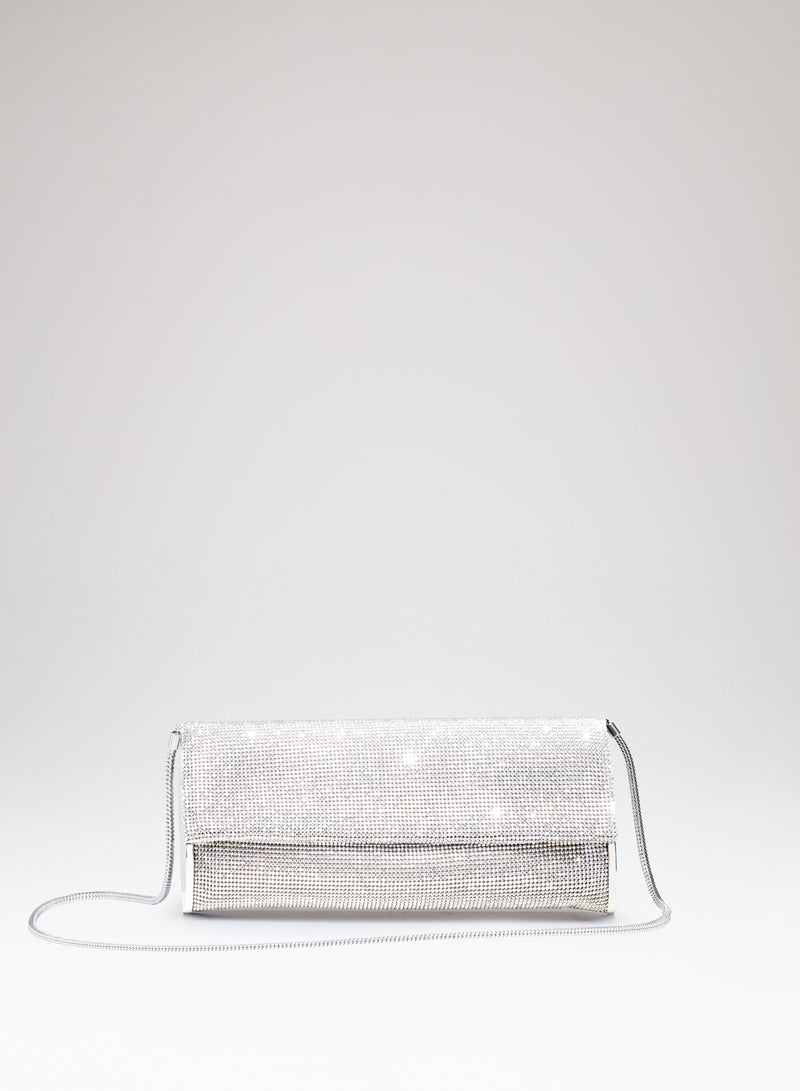 Borsa Kate in tessuto strass e metallo 