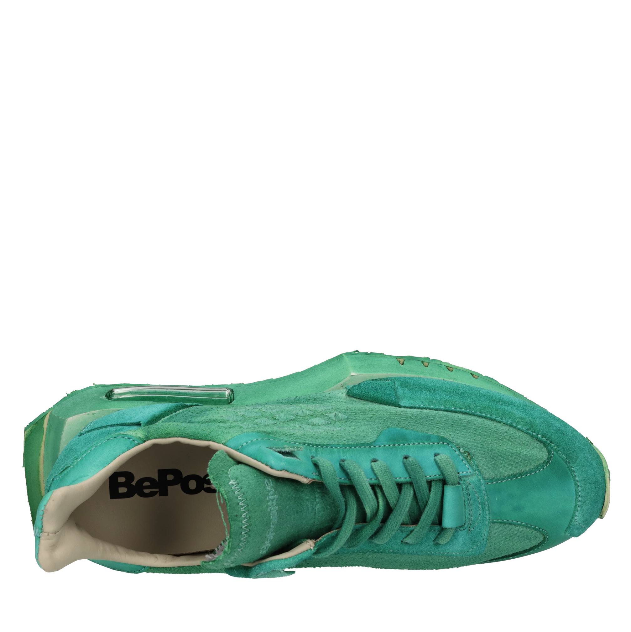 Sneakers in pelle e tessuto 