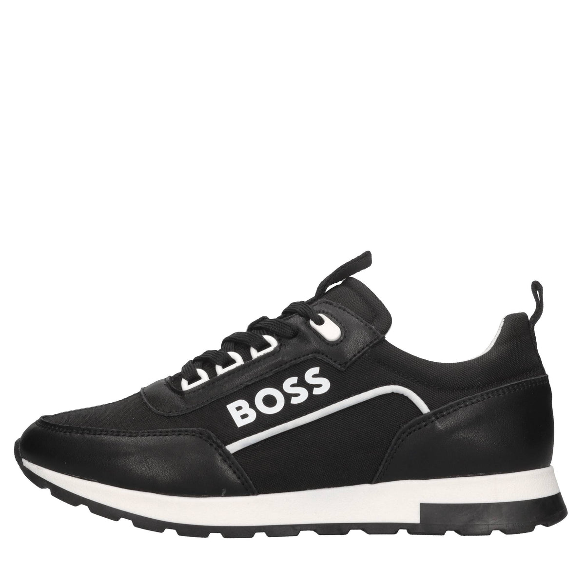Sneakers in pelle e tessuto 