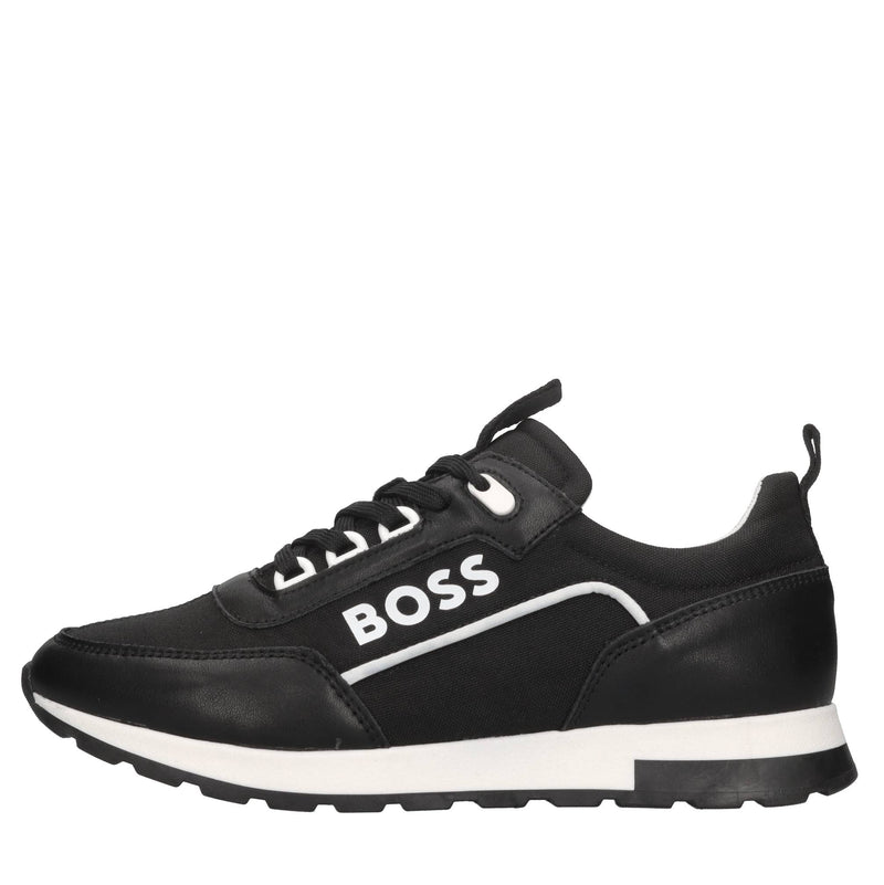 Sneakers in pelle e tessuto 