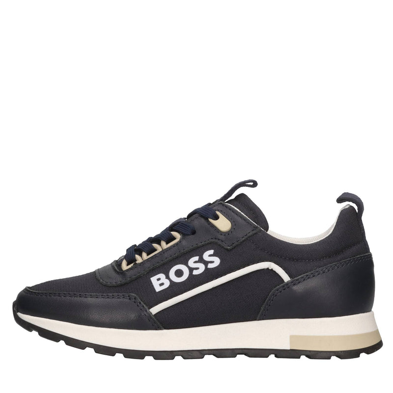 Sneakers in pelle e tessuto 
