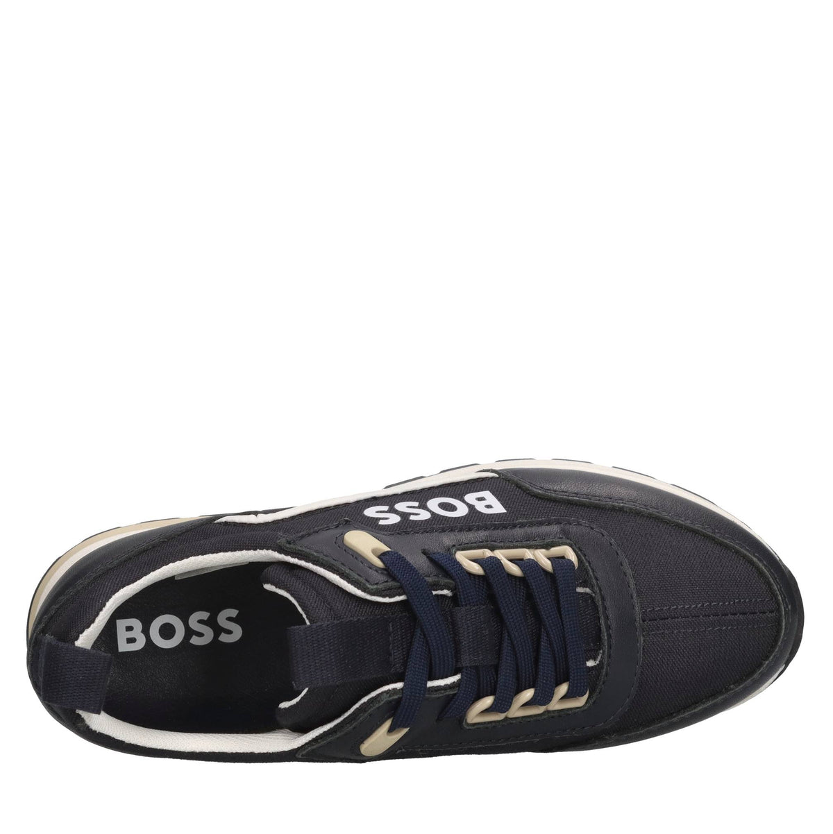 Sneakers in pelle e tessuto 