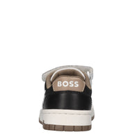 Sneakers in pelle e tessuto 