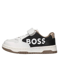 Sneakers in pelle e tessuto 