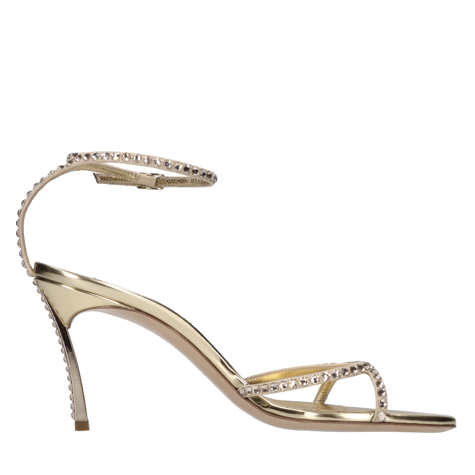 Sandali blade in camoscio e strass. 