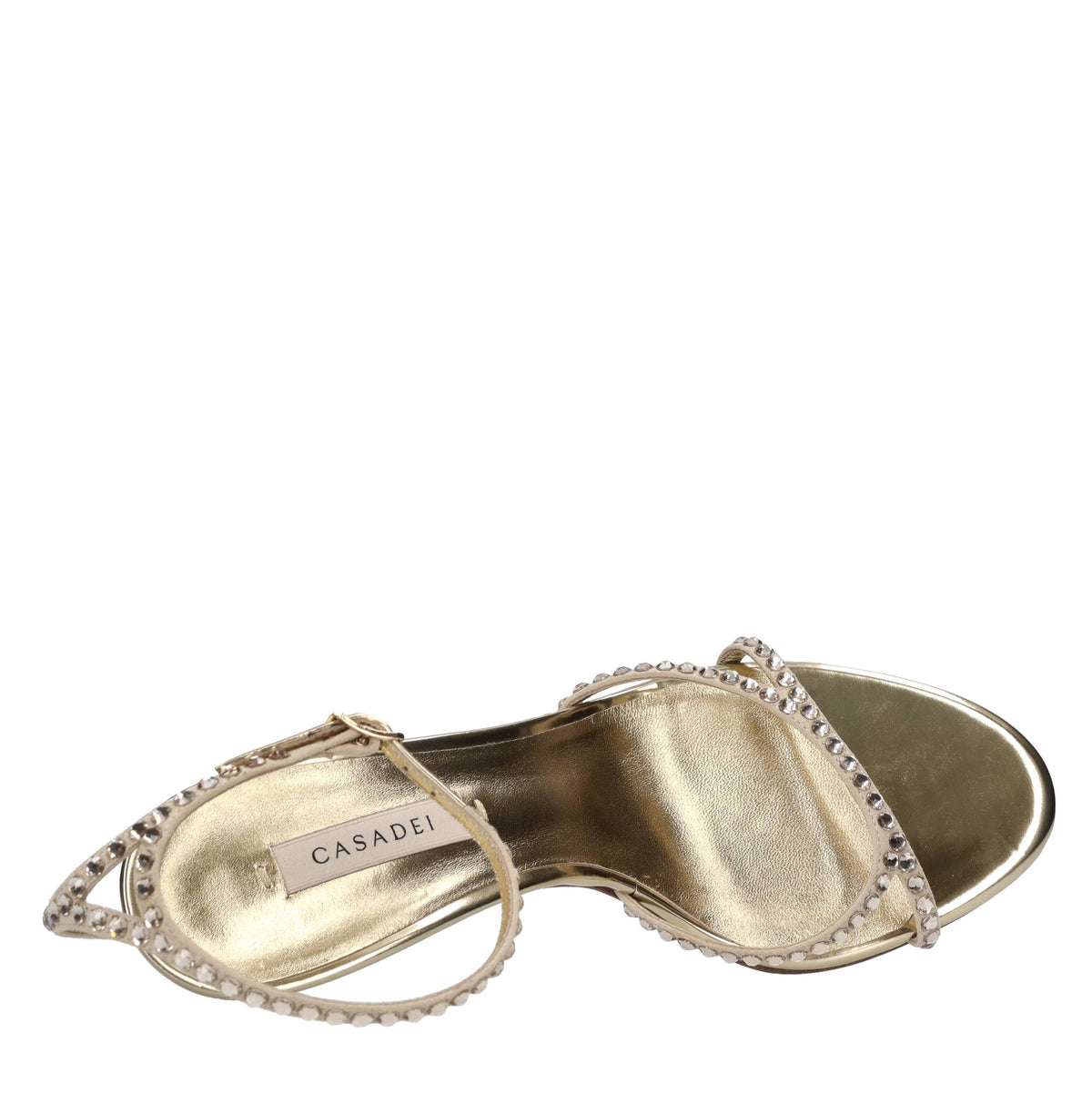 Sandali blade in camoscio e strass. 