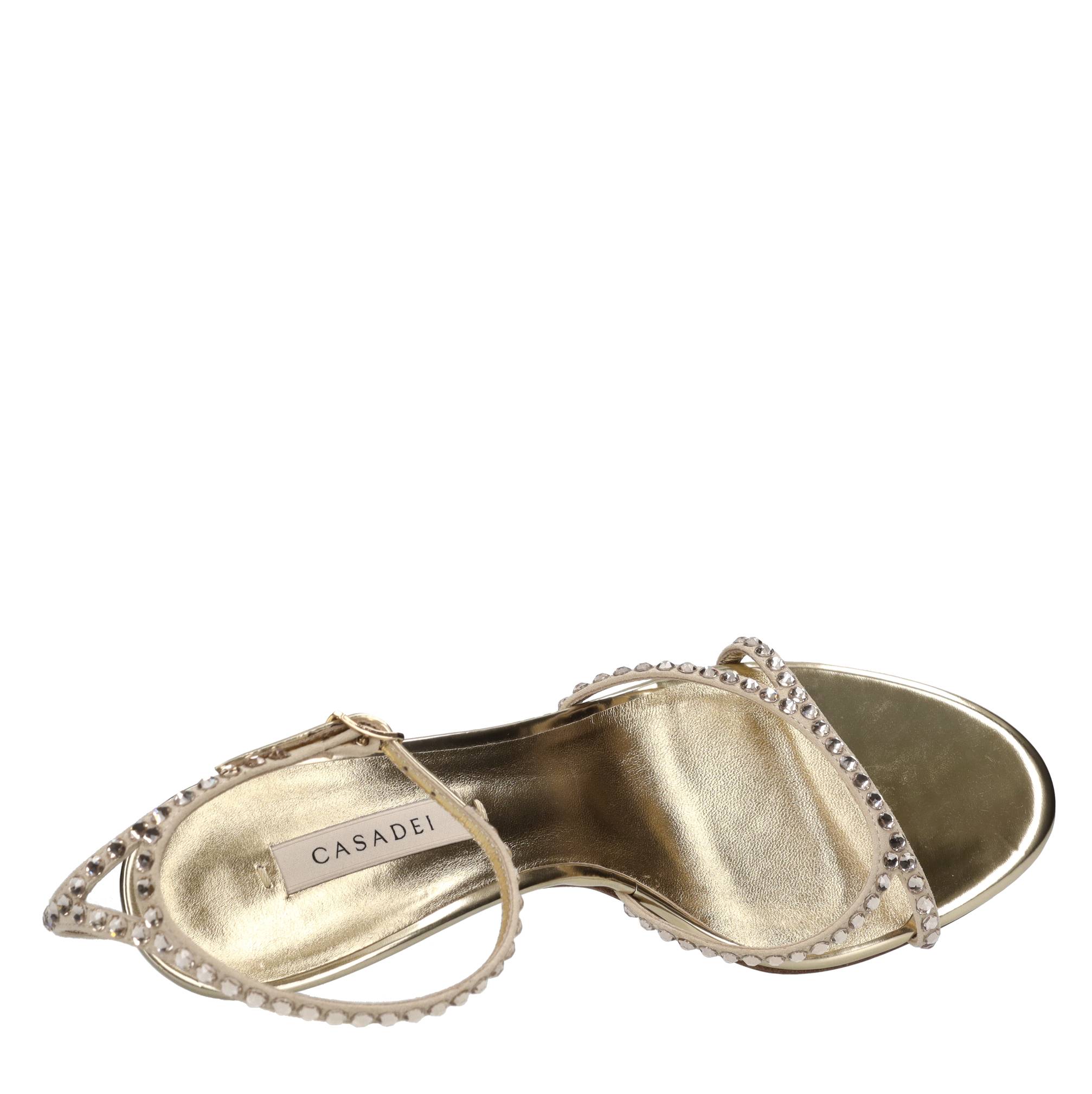 Sandali blade in camoscio e strass. 