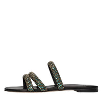 Sandali flat Olimpo Scarabeo in pelle e strass 