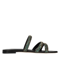 Sandali flat Olimpo Scarabeo in pelle e strass 