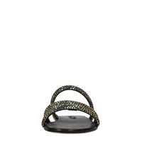 Sandali flat Olimpo Scarabeo in pelle e strass 