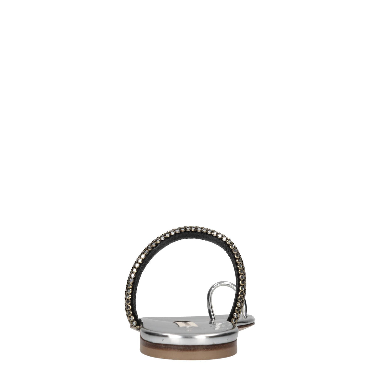 Sandali flat Olimpo in tessuto specchiato e strass 