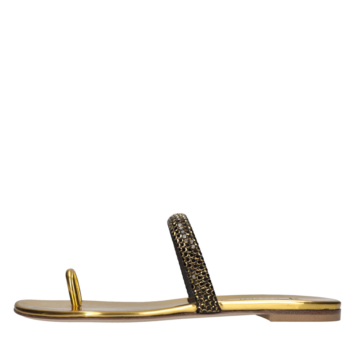 Sandali flat Olimpo in tessuto specchiato e strass 