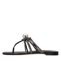Sandali flat Labuan in pelle e microstrass 