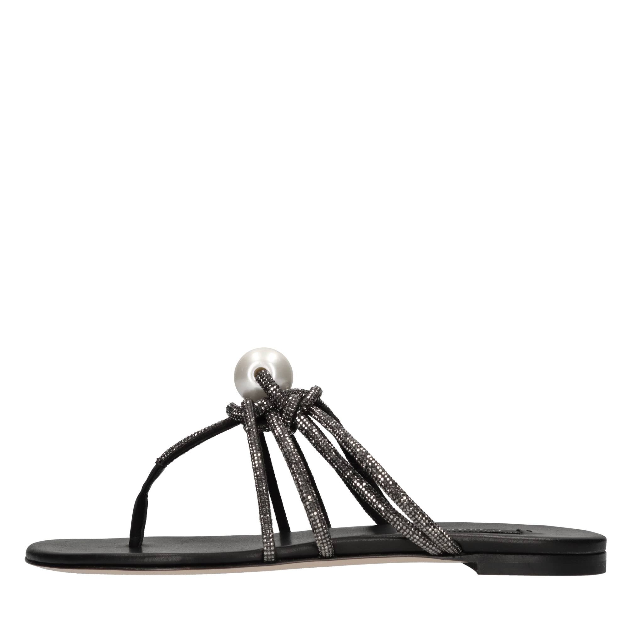 Sandali flat Labuan in pelle e microstrass 