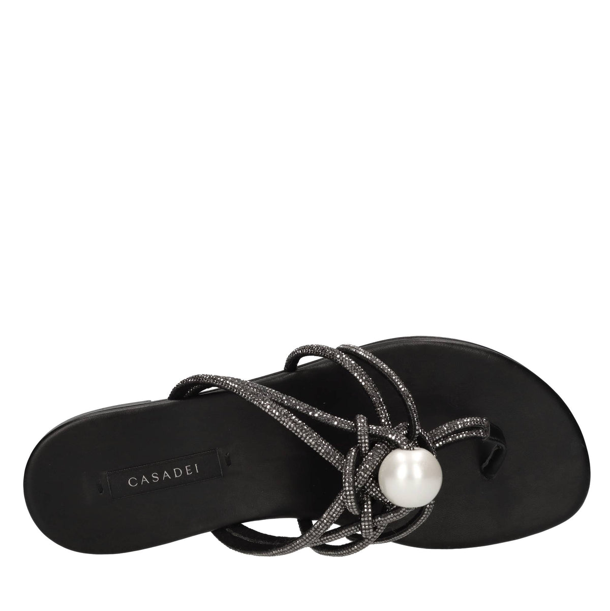 Sandali flat Labuan in pelle e microstrass 