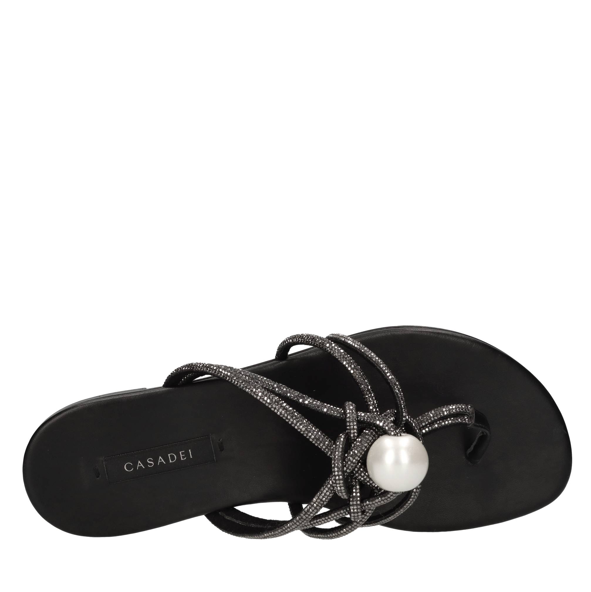 Sandali flat Labuan in pelle e microstrass 
