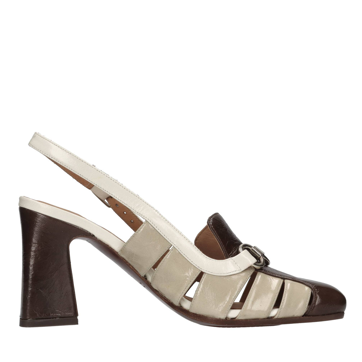 Décolleté slingback in pelle 