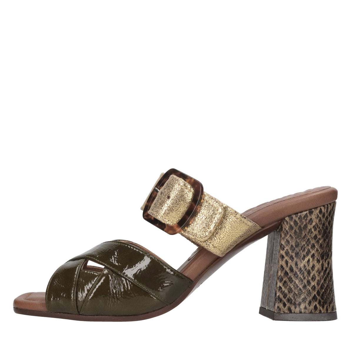 Sandali in pelle e vernice 