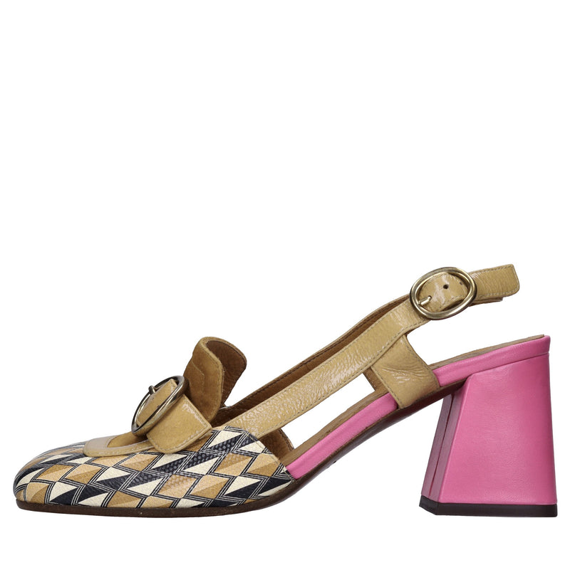 Décolleté slingback in pelle 