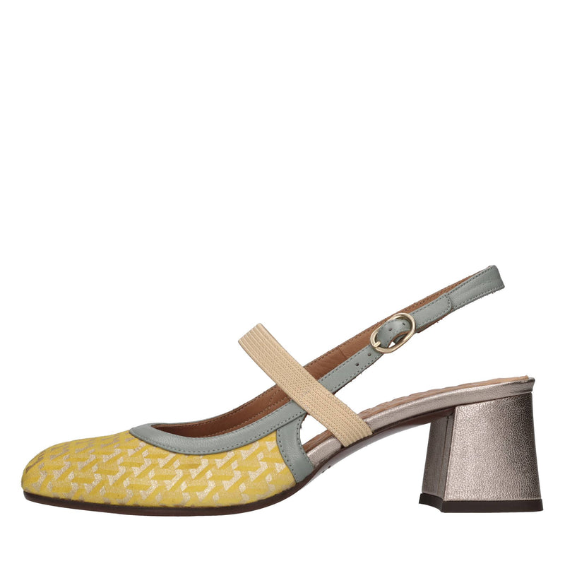 Décolléte slingback in camoscio e pelle 