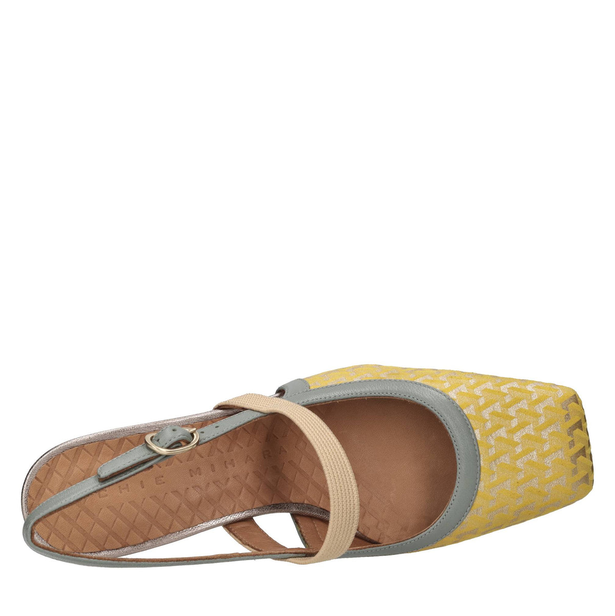 Décolléte slingback in camoscio e pelle 