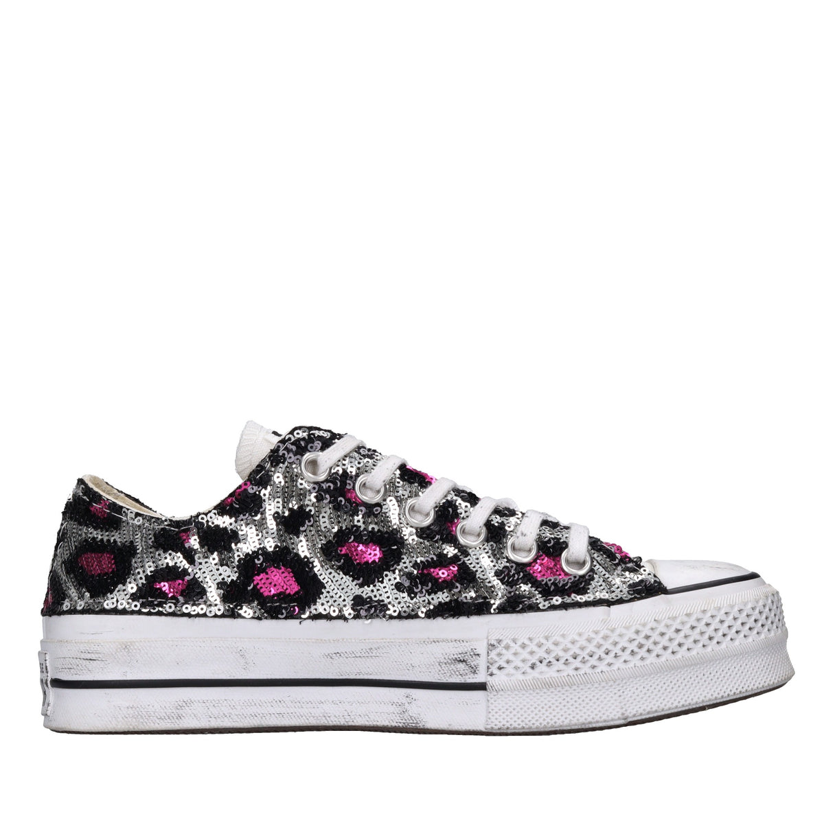 Sneakers in tessuto e paillettes 